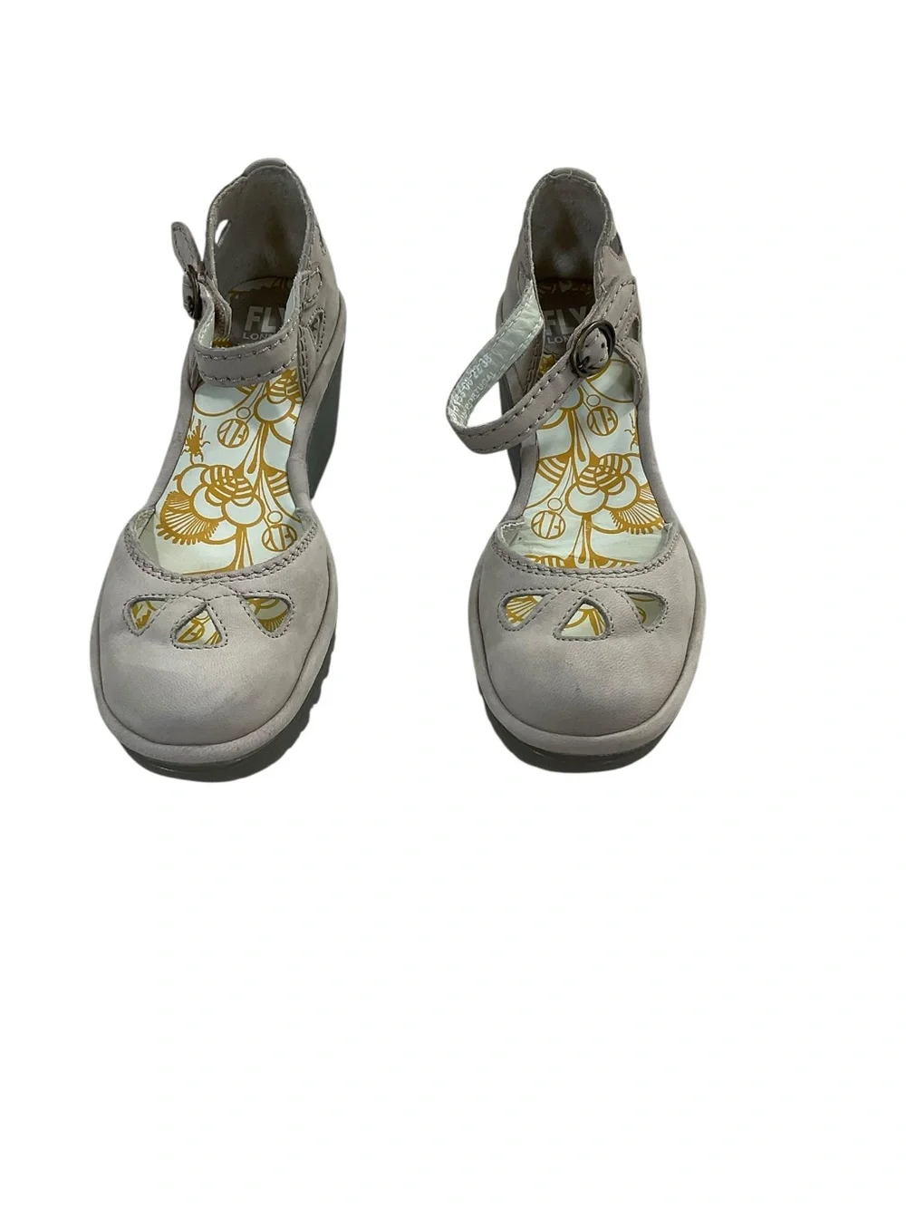 Fly London Yala Taupe Nubuck Leather Mary Jane Wedge Shoes 38 - Picture 6 of 11